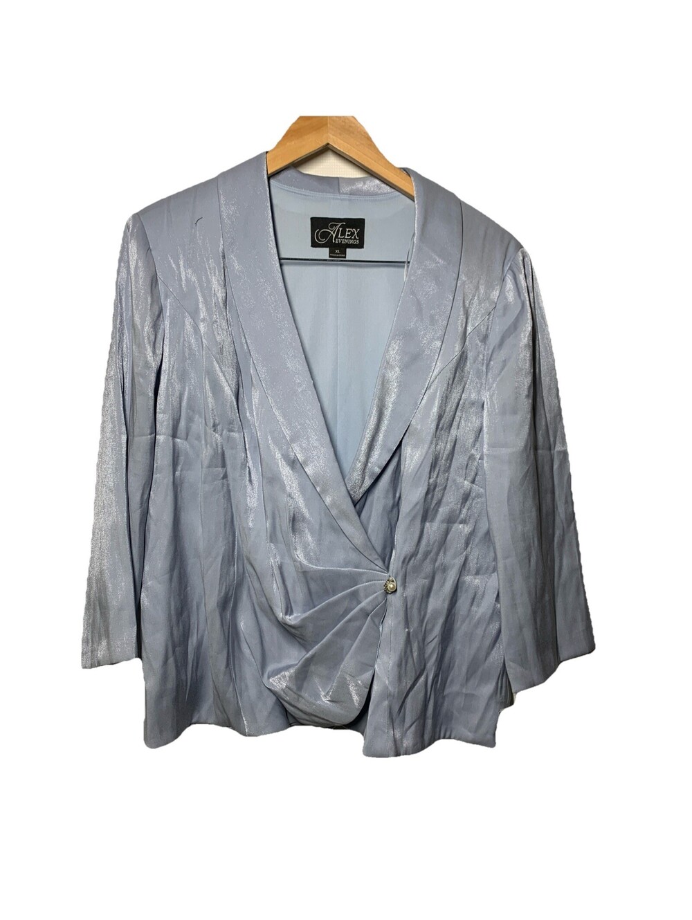 Alex Evenings Womens 3/4 Sleeve Surplice Neckline Stretch Shimmer Jacket Size XL